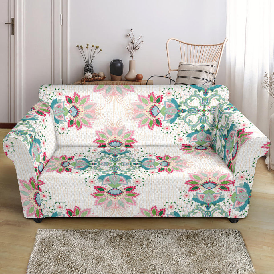 Square Floral Indian Flower Pattern Loveseat Couch Slipcover