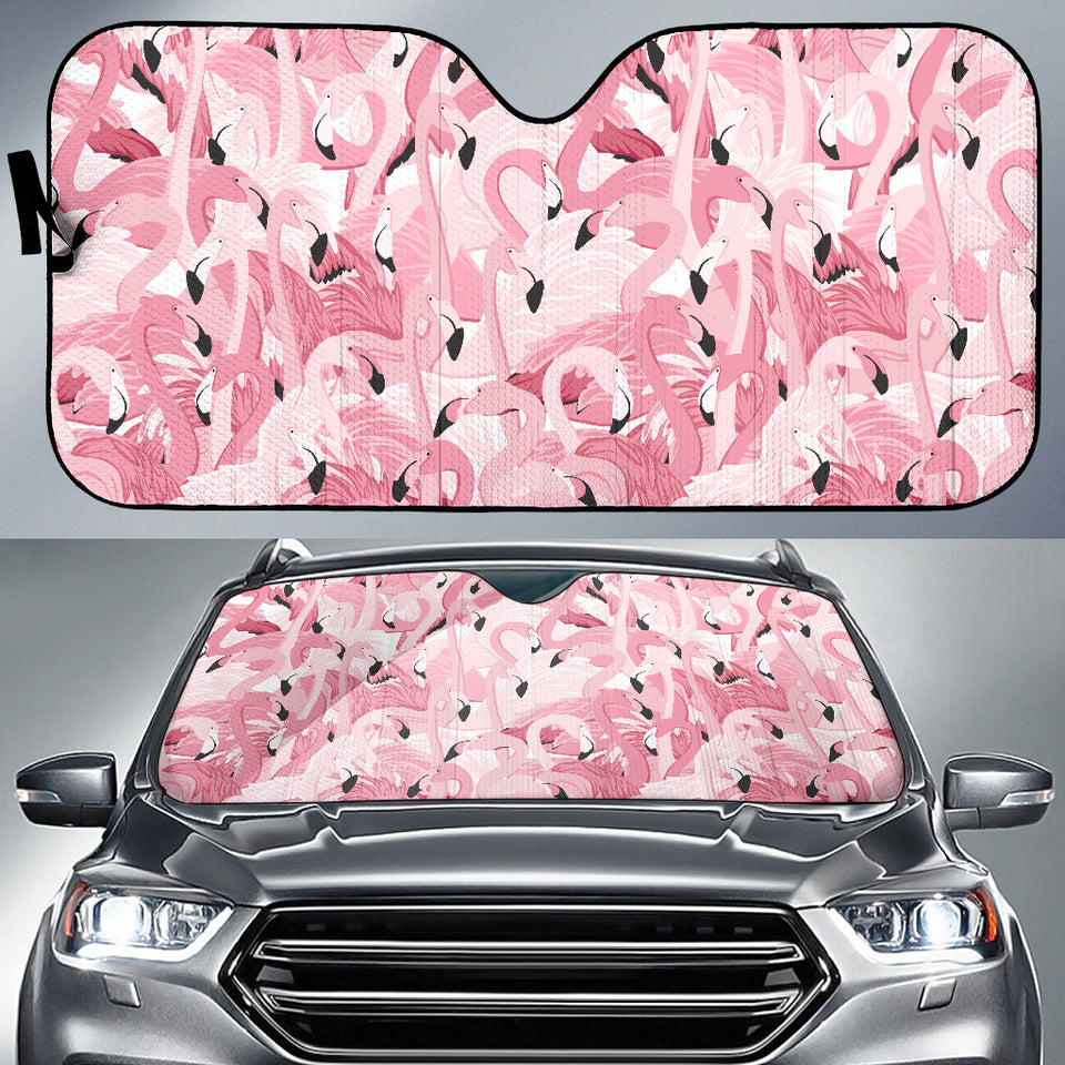 Pink Flamingos Pattern Background Car Sun Shade