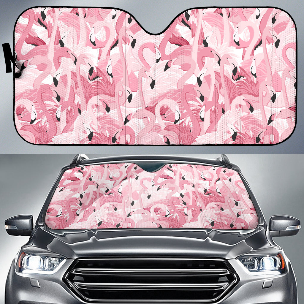 Pink Flamingos Pattern Background Car Sun Shade