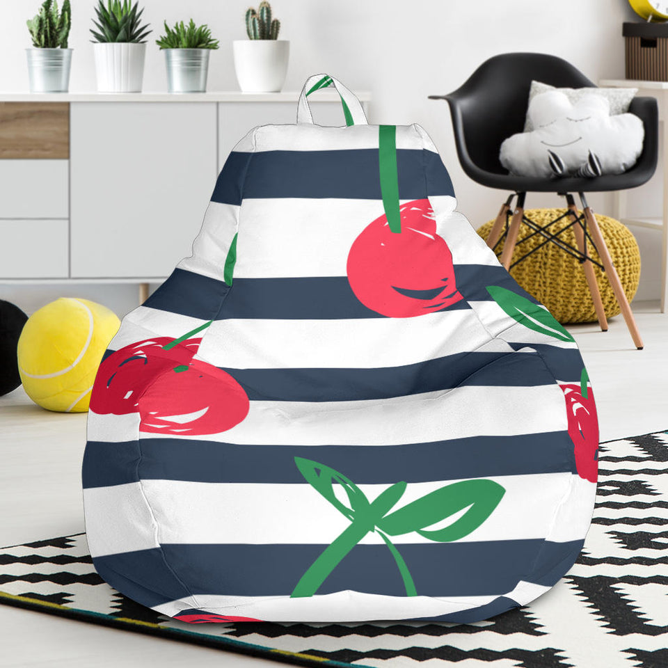 Hand Drawn Cherry Pattern Striped Background Bean Bag Cover