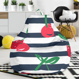 Hand Drawn Cherry Pattern Striped Background Bean Bag Cover