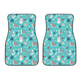 Christmas Cute Siberian Husky Puppie Pattern Front Car Mats