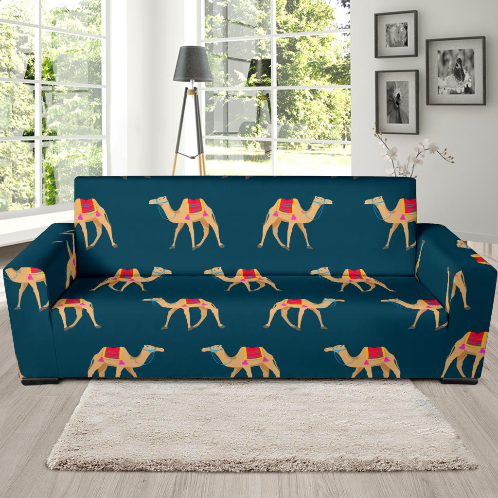 Camel Pattern Blue Blackground Sofa Slipcover