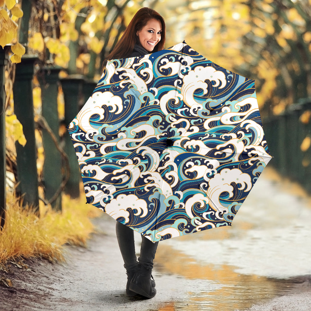 Japanese Wave Pattern Umbrella