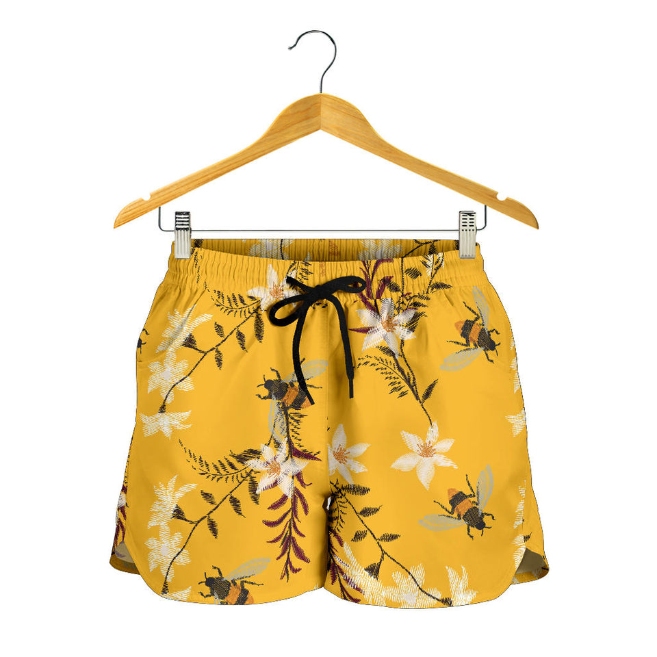 Bee Flower Pattern Women Shorts