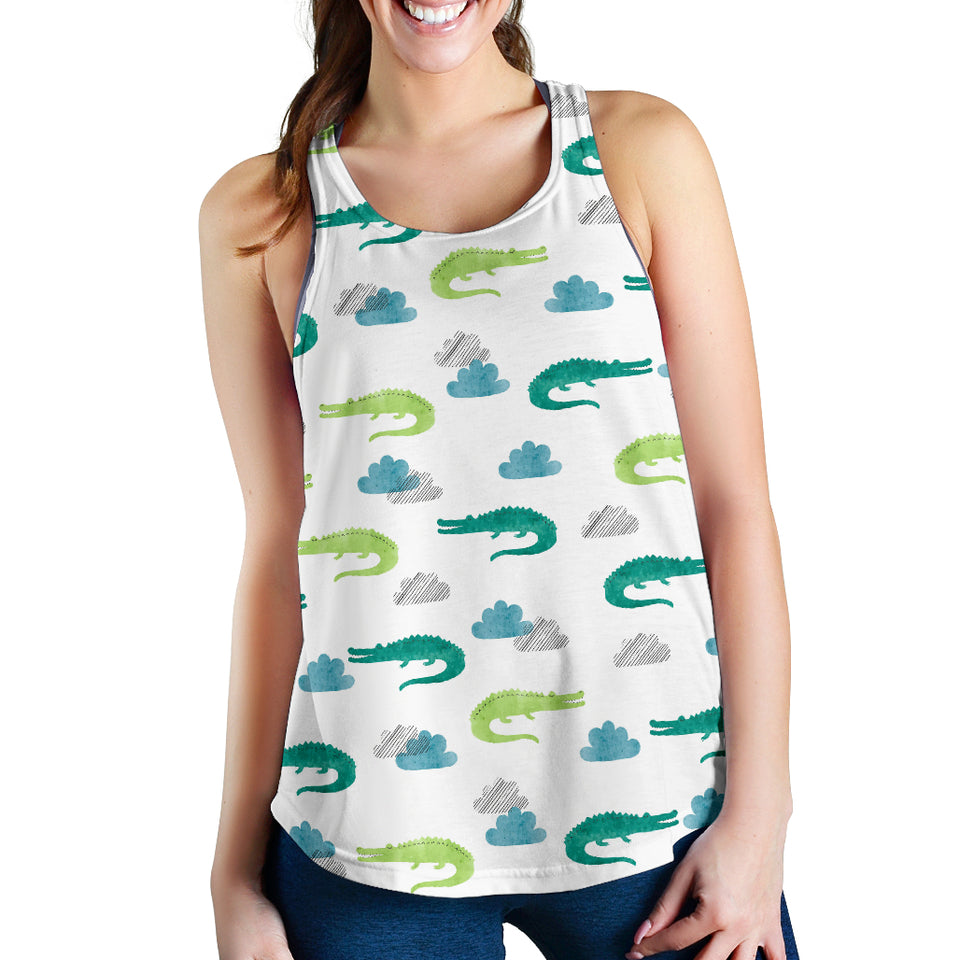 watercolor crocodile pattern Women Racerback Tank Top