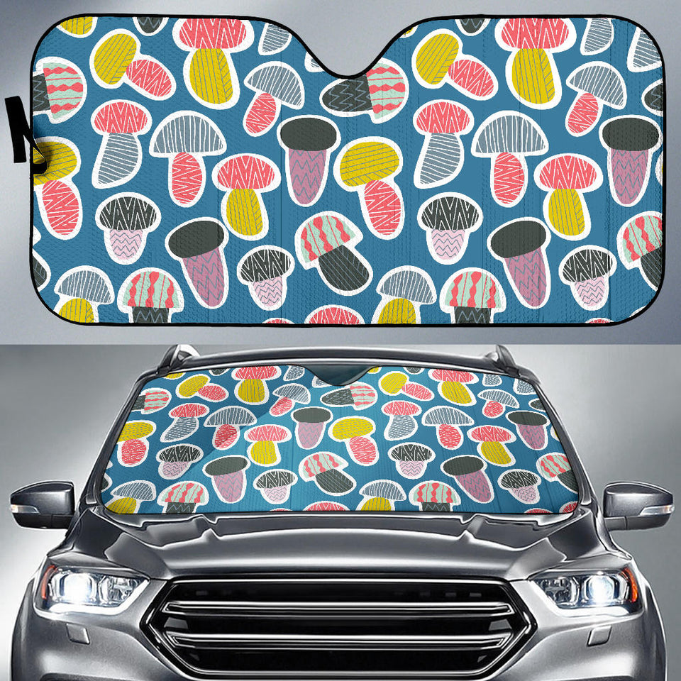 Colorful Mushroom Design Pattern Car Sun Shade
