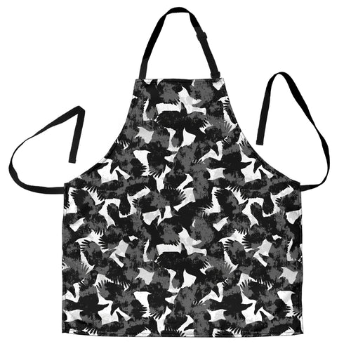 Crow Illustration Pattern Adjustable Apron