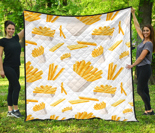 French Fries White Paper Box Pattern Premium Quilt