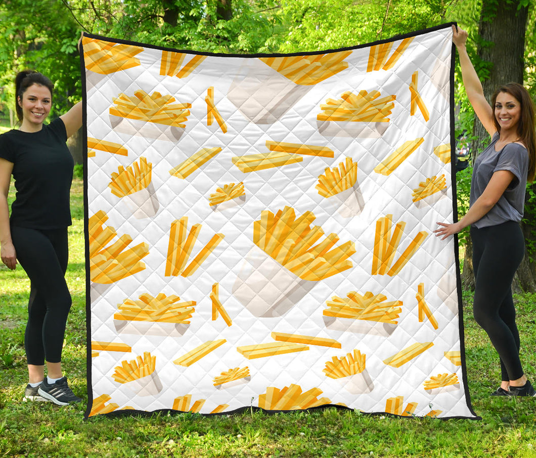 French Fries White Paper Box Pattern Premium Quilt
