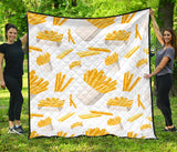French Fries White Paper Box Pattern Premium Quilt