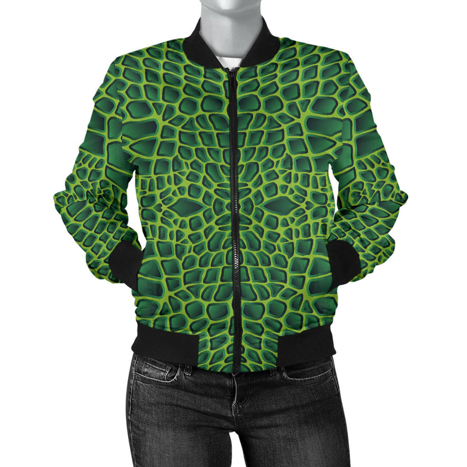 Crocodile Skin Printed Women'S Bomber Jacket