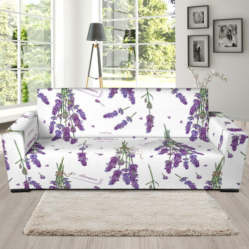 Lavender Flower Design Pattern Sofa Slipcover