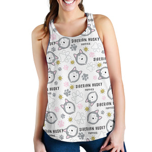 Siberian Husky design pattern Women Racerback Tank Top