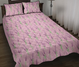 Lavender pattern pink background Quilt Bed Set