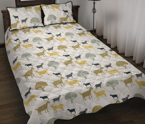 Silhouettes of goat and tree pattern Quilt Bed Set