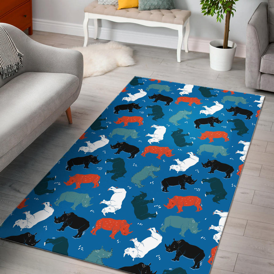 Colorful Rhino Pattern Area Rug