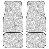 Cartoon Hand Drawn Ice Cream Black White Front And Back Car Mats