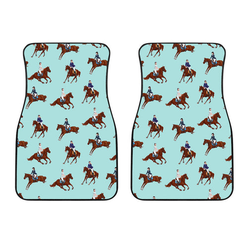 Horses Running Horses Rider Pattern Front Car Mats