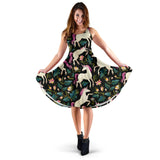 Unicorns Forest Background Sleeveless Midi Dress