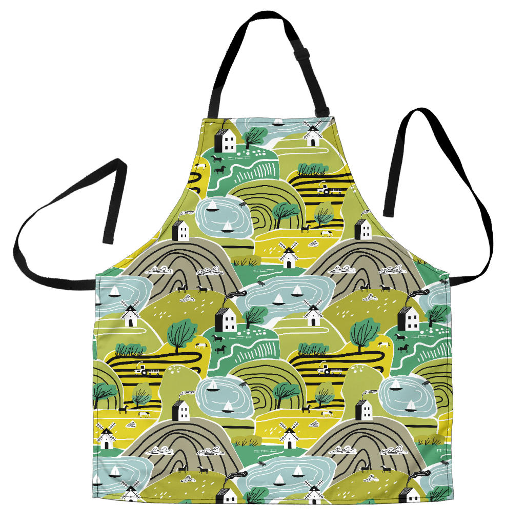 Hand Drawn Windmill Pattern Adjustable Apron