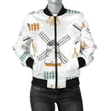 Windmill Pattern Women'S Bomber Jacket