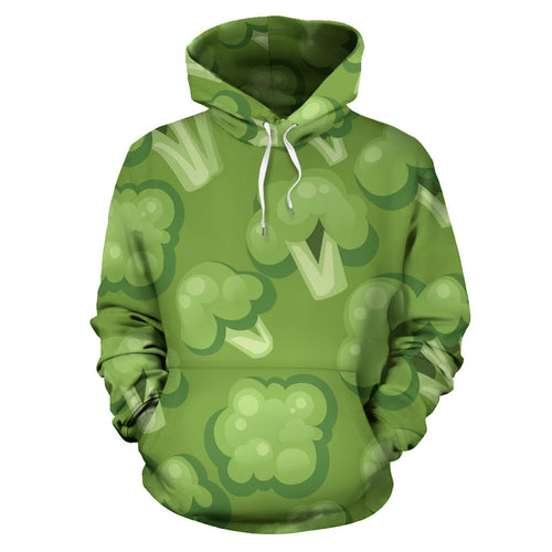 Broccoli Pattern Green Background Men Women Pullover Hoodie