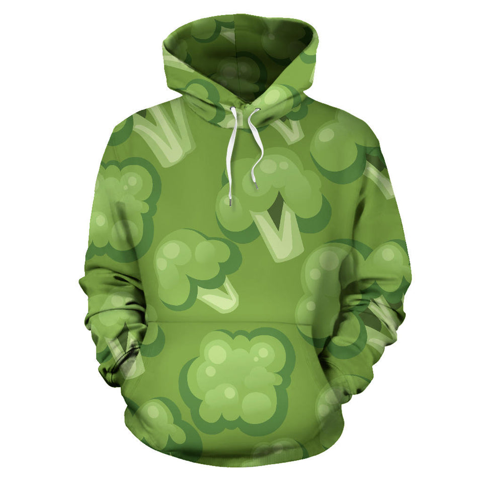 Broccoli Pattern Green Background Men Women Pullover Hoodie