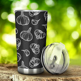 Garlic Pattern Black Background Tumbler