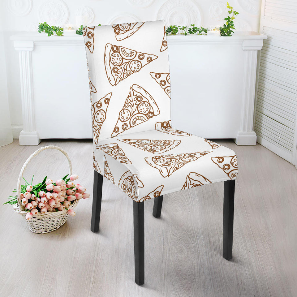 Hand Drawn Pizza Pattern Dining Chair Slipcover