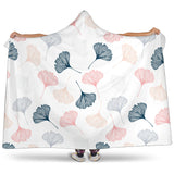 Black Gray Cream Coral Ginkgo Leaves Pattern Hooded Blanket