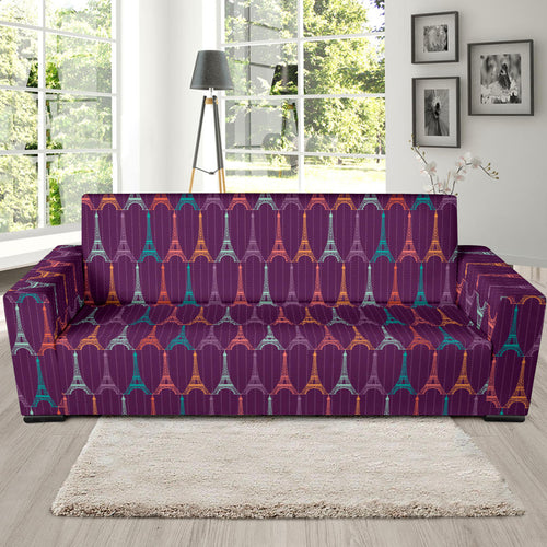 Eiffel Tower Pattern Print Design 05 Sofa Slipcover
