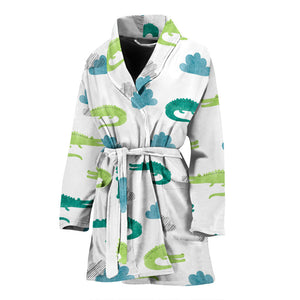 Watercolor Crocodile Pattern Women'S Bathrobe