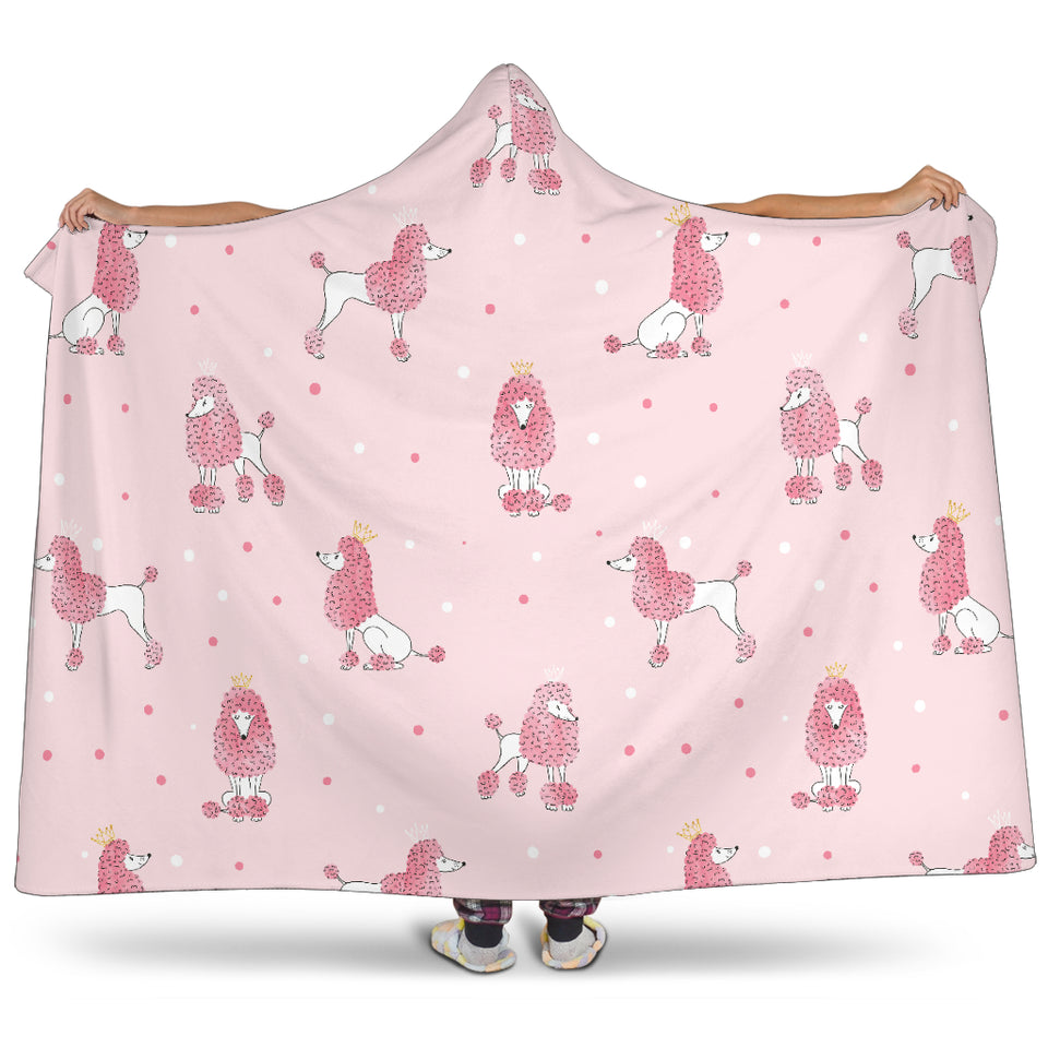 Poodle Dog Pink Color Theme Hooded Blanket