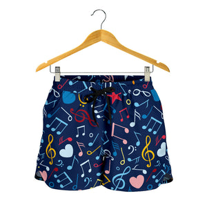 Music Notes Pattern Print Design 03 Women Shorts
