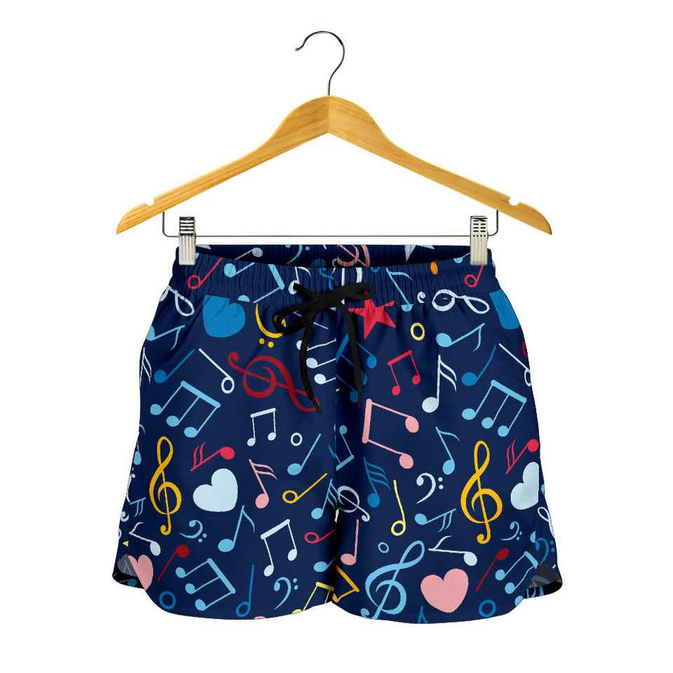 Music Notes Pattern Print Design 03 Women Shorts