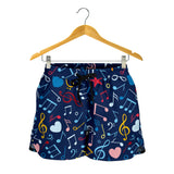 Music Notes Pattern Print Design 03 Women Shorts