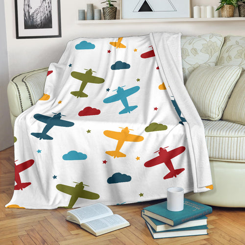 Airplane Star Cloud Colorful Premium Blanket