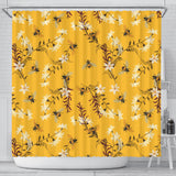 Bee Flower Pattern Shower Curtain Fulfilled In US