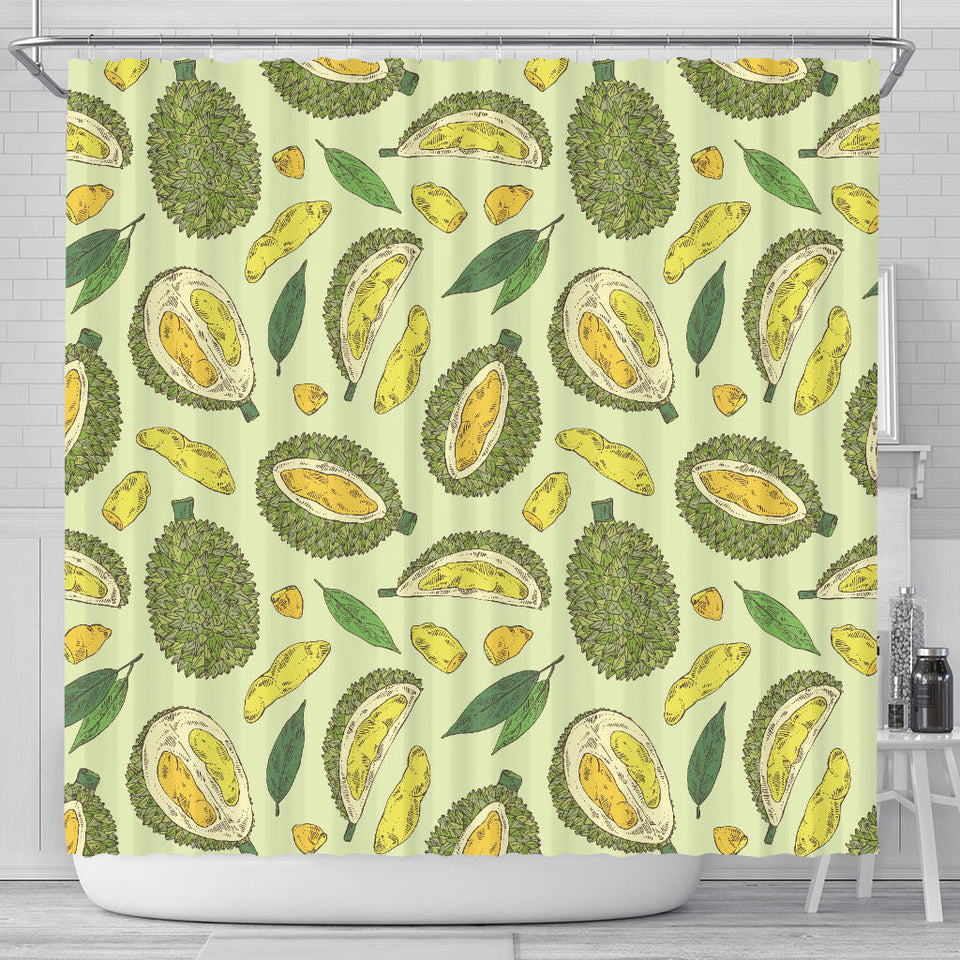 Durian Leaves Pattern Background Shower Curtain Fulfilled In US