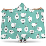 Cute Sheep Green Background Hooded Blanket