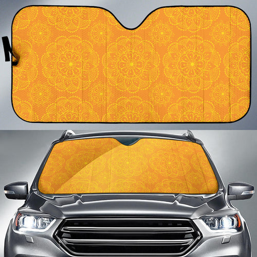 Orange Traditional Indian Element Pattern Car Sun Shade