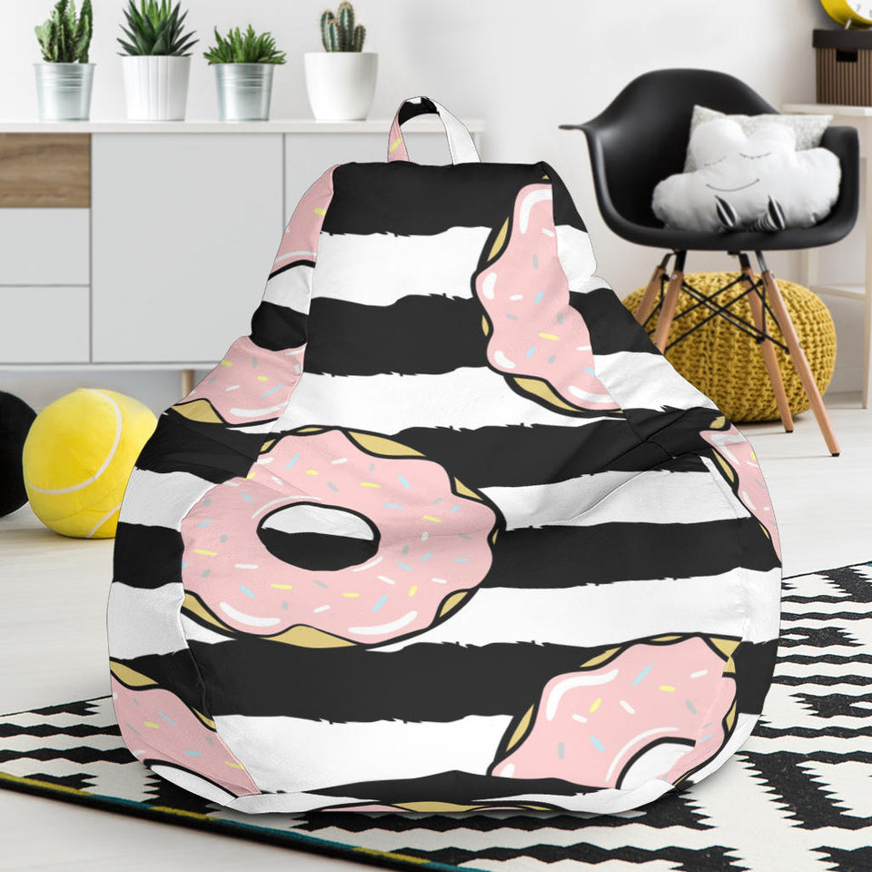Donuts Pink Icing Striped Pattern Bean Bag Cover