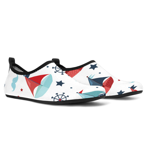 Cute Color Paper Sailboat Pattern Aqua Shoes