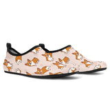 Cute Corgis Pattern Pink Background Aqua Shoes