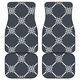 Nautical Steering Wheel Rope Pattern Front And Back Car Mats