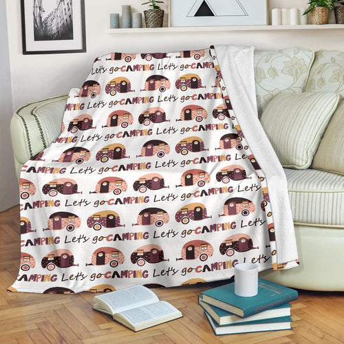 Camper Van Pattern Print Design 01 Premium Blanket