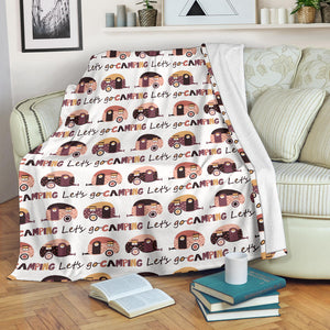 Camper Van Pattern Print Design 01 Premium Blanket