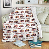 Camper Van Pattern Print Design 01 Premium Blanket