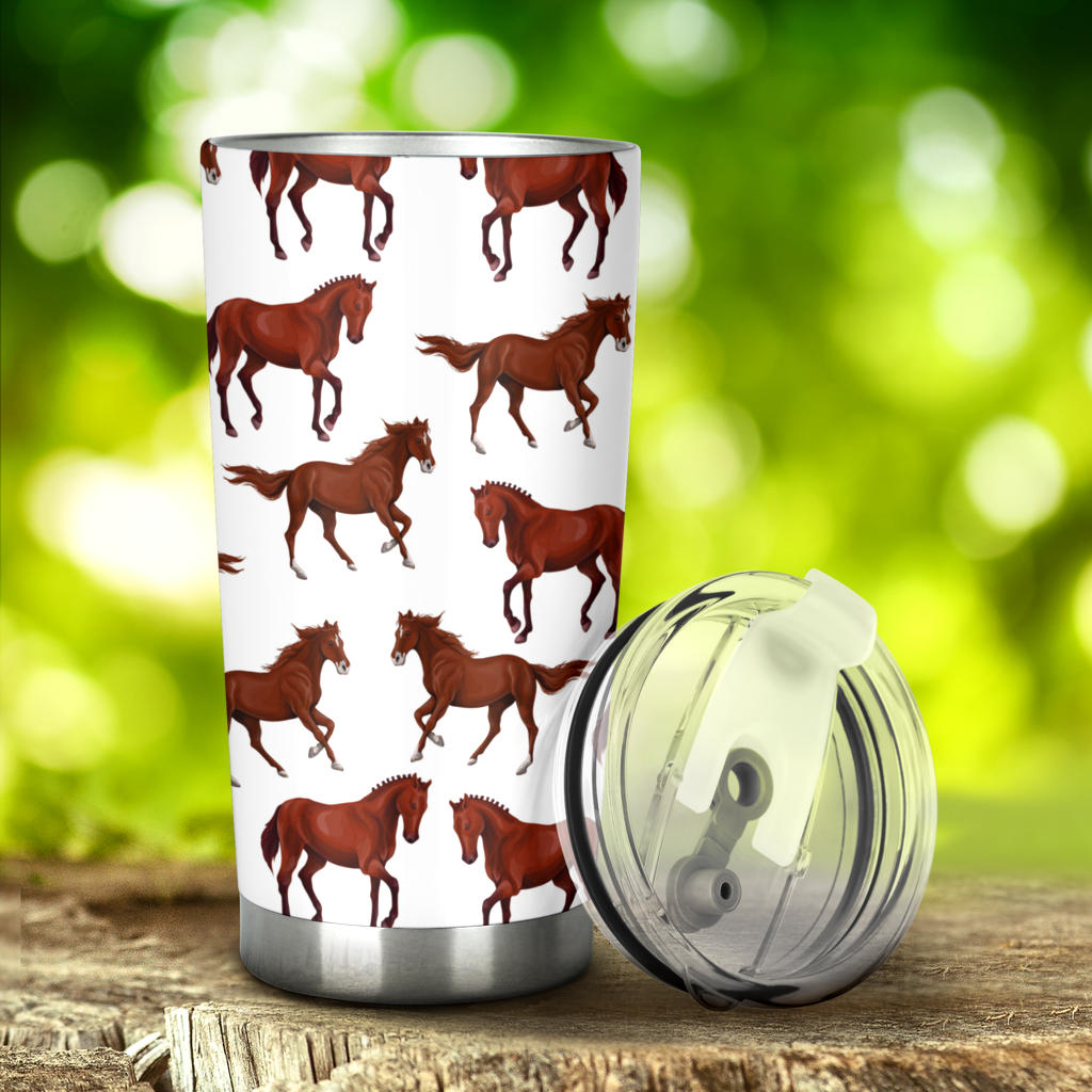 Horses Running Pattern Background Tumbler